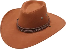 Women Men Felt Wide Brim Western Cowboy Hats Belt Buckle Panama Cap Fedora Hats with Belt for Country Fashion