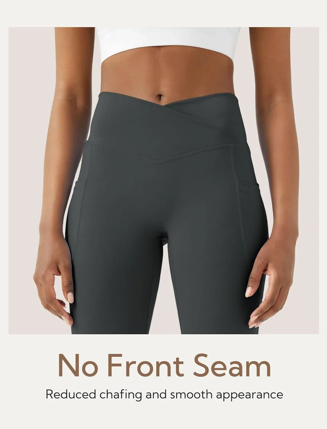 Womens Flare Yoga Pants with Pockets Crossover Flared Leggings Bootcut Bell Bottom No Front Seam