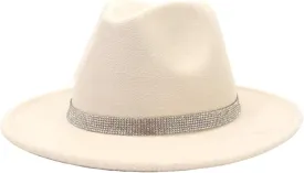 Women's Hat Chain Decor Wide Brim Fedora Hat Fall Winter Wedding Jazz Hats Men Felted Cap