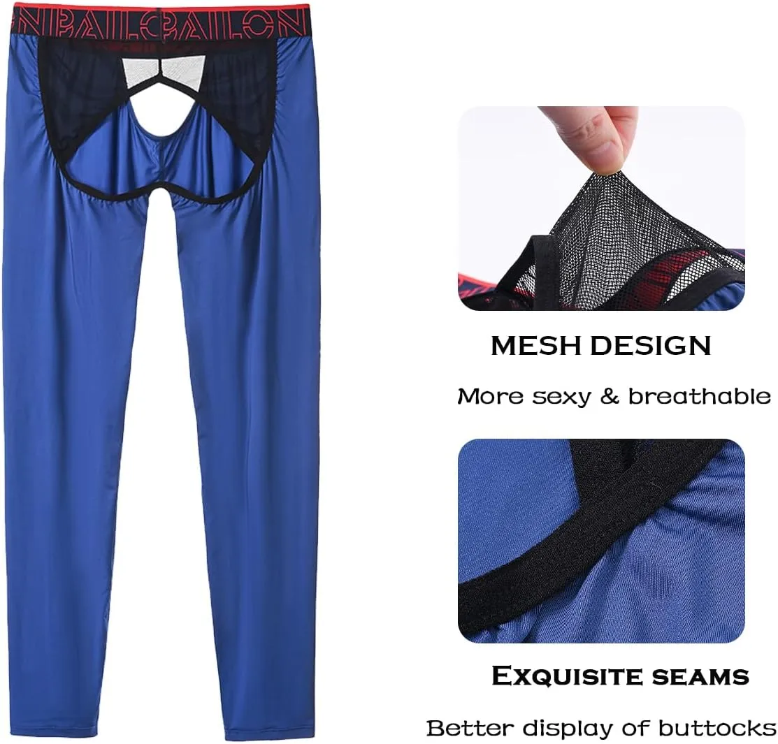ZONBAILON Mens Thermal Underwear Front and Rear Openings Compression Pants Tights Winter Mens Base Layer Bottoms Leggings