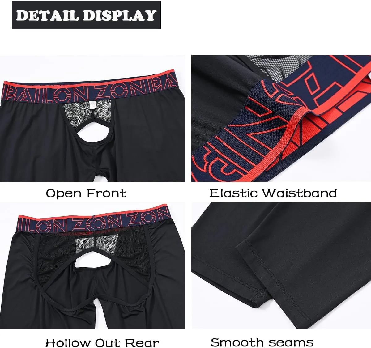 ZONBAILON Mens Thermal Underwear Front and Rear Openings Compression Pants Tights Winter Mens Base Layer Bottoms Leggings